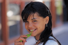 Girl with toothbrush