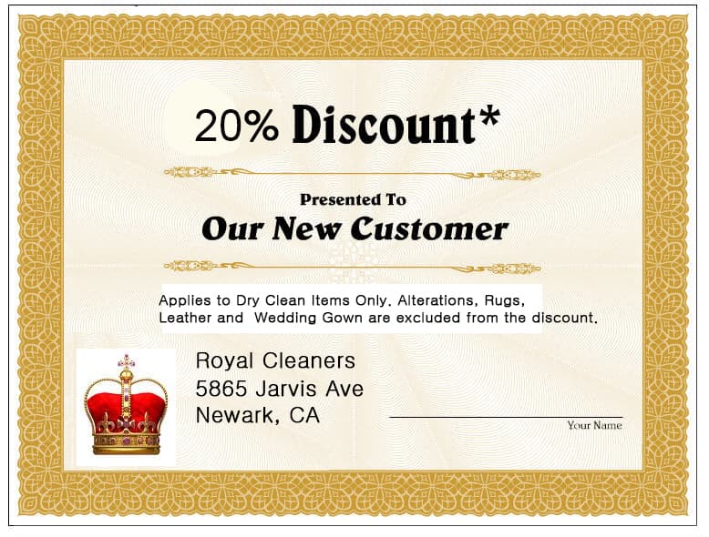 20% off new customer coupon